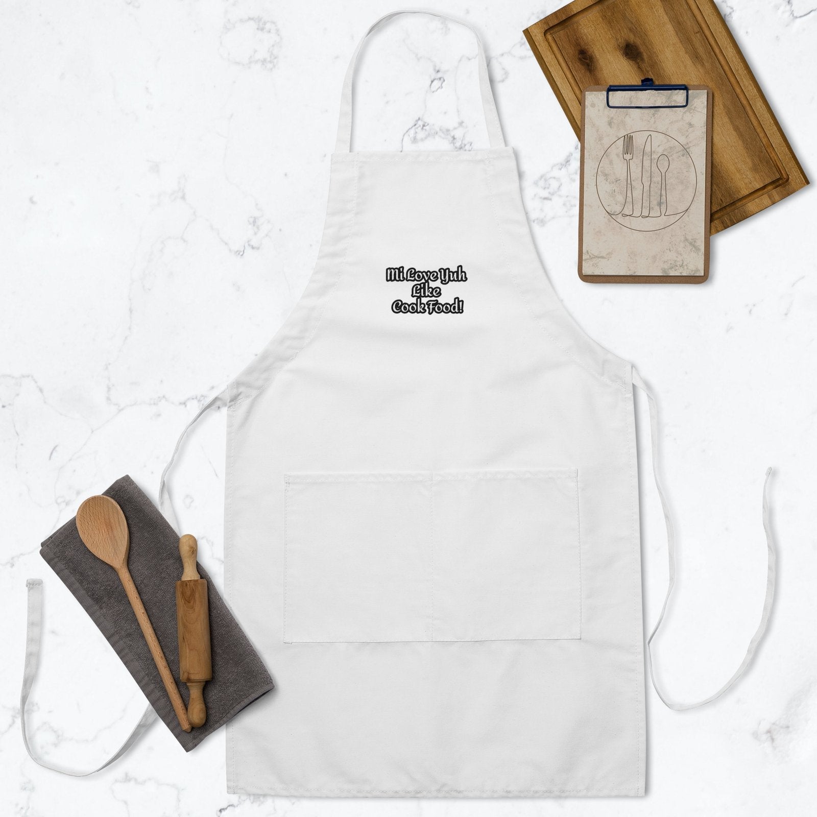 Mi Love Yuh Like Cook Food! | Embroidered Apron